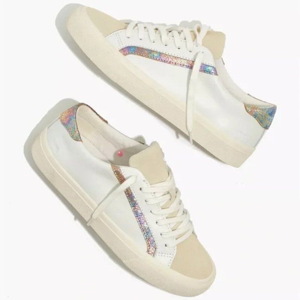 Madewell Sidewalk Low-Top Sneakers in Iridescent Leather